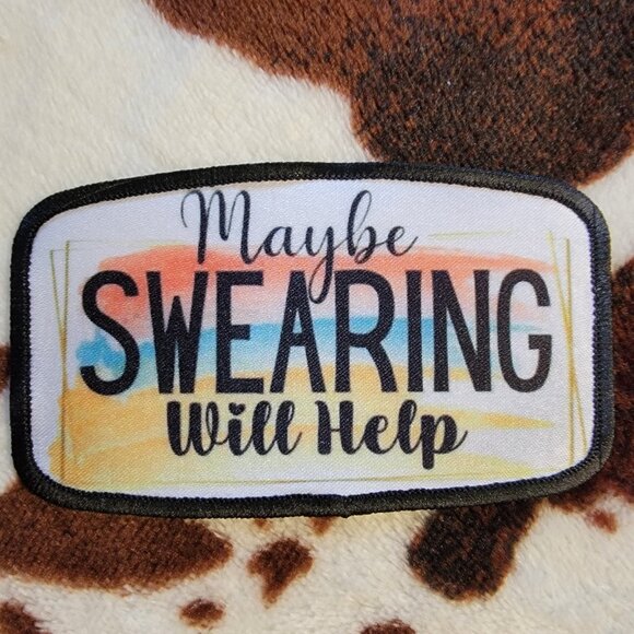 Maybe Swearing Sublimation DYI Fabric Hat Patch Glue Iron On Sew Hat Patch - Picture 8 of 8